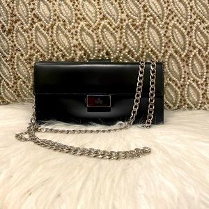 Authentic Gucci Long Bifold Leather Wallet with Chain Strap
